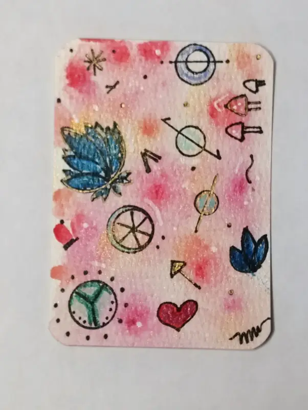 Starlit Blossoms – Original ACEO, Acrylic & Ink, 2.5" x 3.5" aceo art card