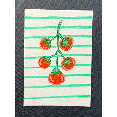 Rocky Tomatoes, ACEO Original, Gel Pens aceo art card thumbnail 1