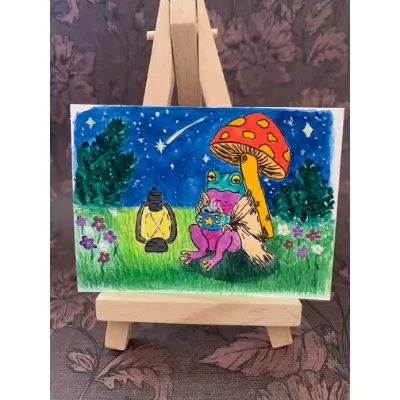 Finn's Stargazing Night aceo art card thumbnail 2
