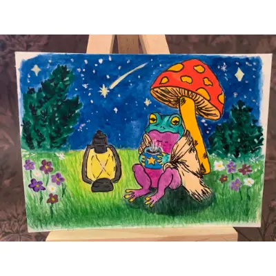 Finn's Stargazing Night aceo art card thumbnail 1