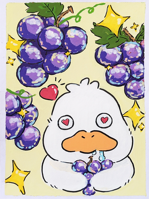Grape Infatuation Ducky aceo art card thumbnail 1