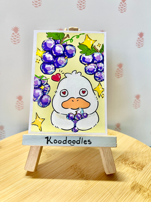 Grape Infatuation Ducky aceo art card thumbnail 2