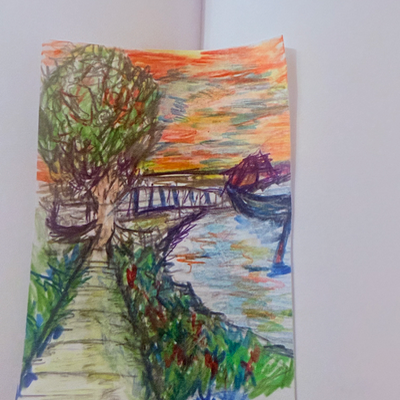 Summer lake aceo art card thumbnail 3