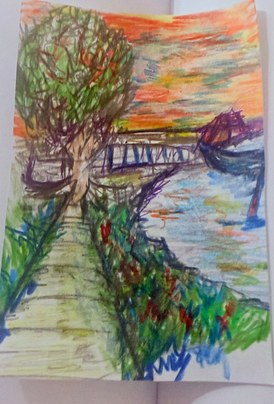 Summer lake aceo art card