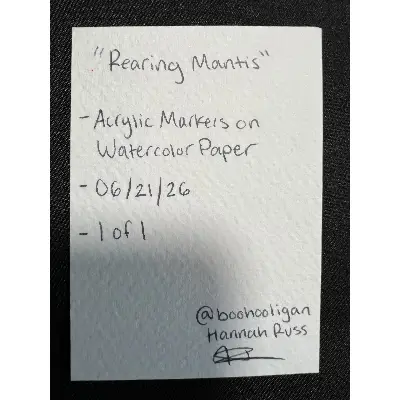Rearing Mantis aceo art card thumbnail 2