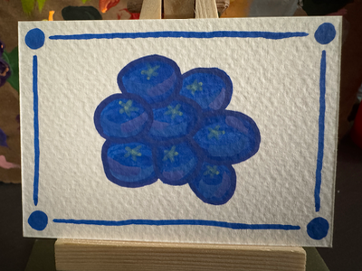 Blueberries aceo art card thumbnail 2