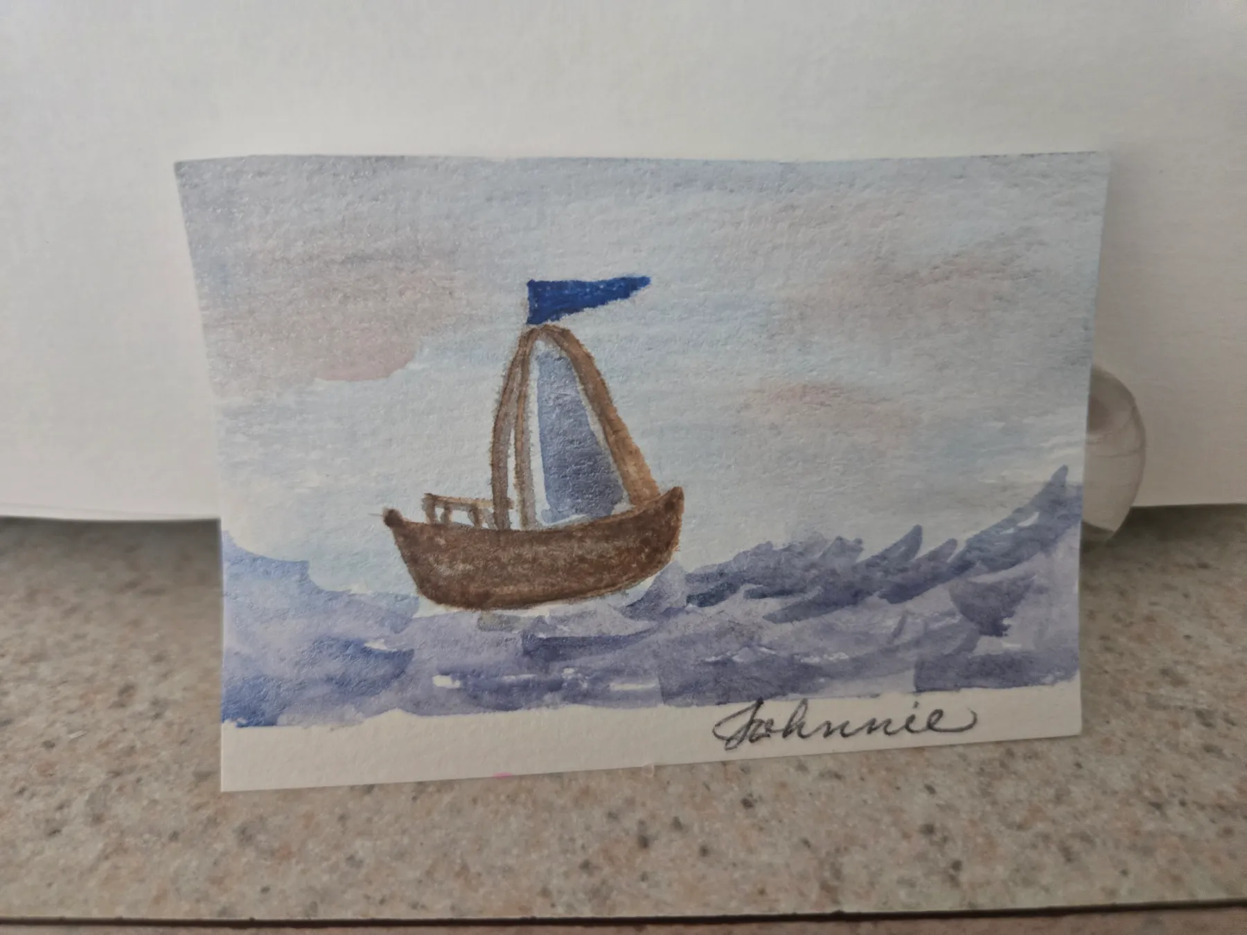 Peter's boat aceo art card