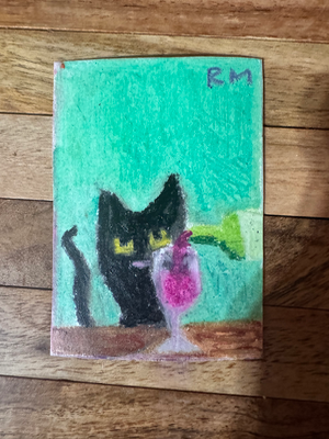 Wine on Sundays aceo art card thumbnail 3