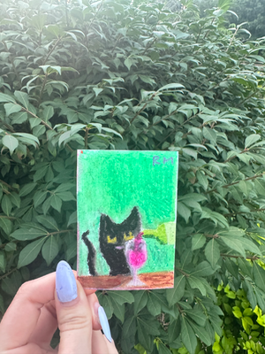 Wine on Sundays aceo art card thumbnail 1