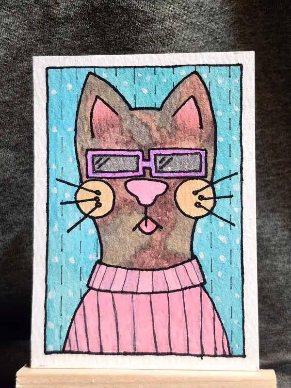 Cool Cat no7 aceo art card