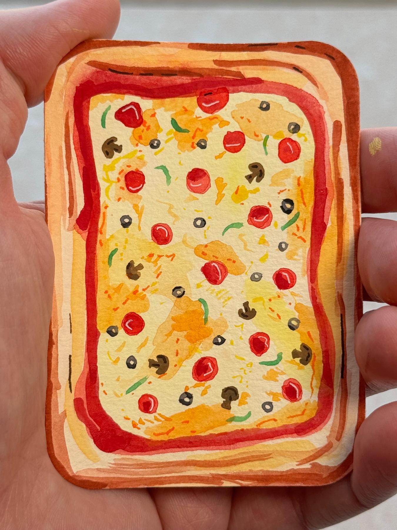 Everything pan sheet pizza aceo art card