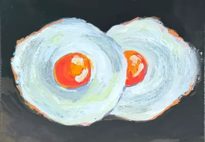 Two Fried Eggs aceo art card thumbnail 2