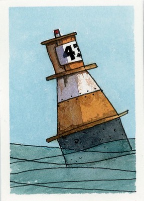 Buoy 43 aceo art card thumbnail 1