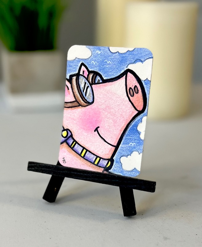Happy Pig aceo art card