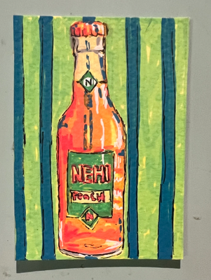 Orange Nehi soda acrylic painting aceo art card thumbnail 2