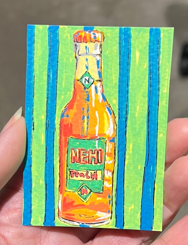 Orange Nehi soda acrylic painting aceo art card