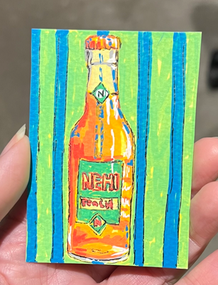 Orange Nehi soda acrylic painting aceo art card thumbnail 1