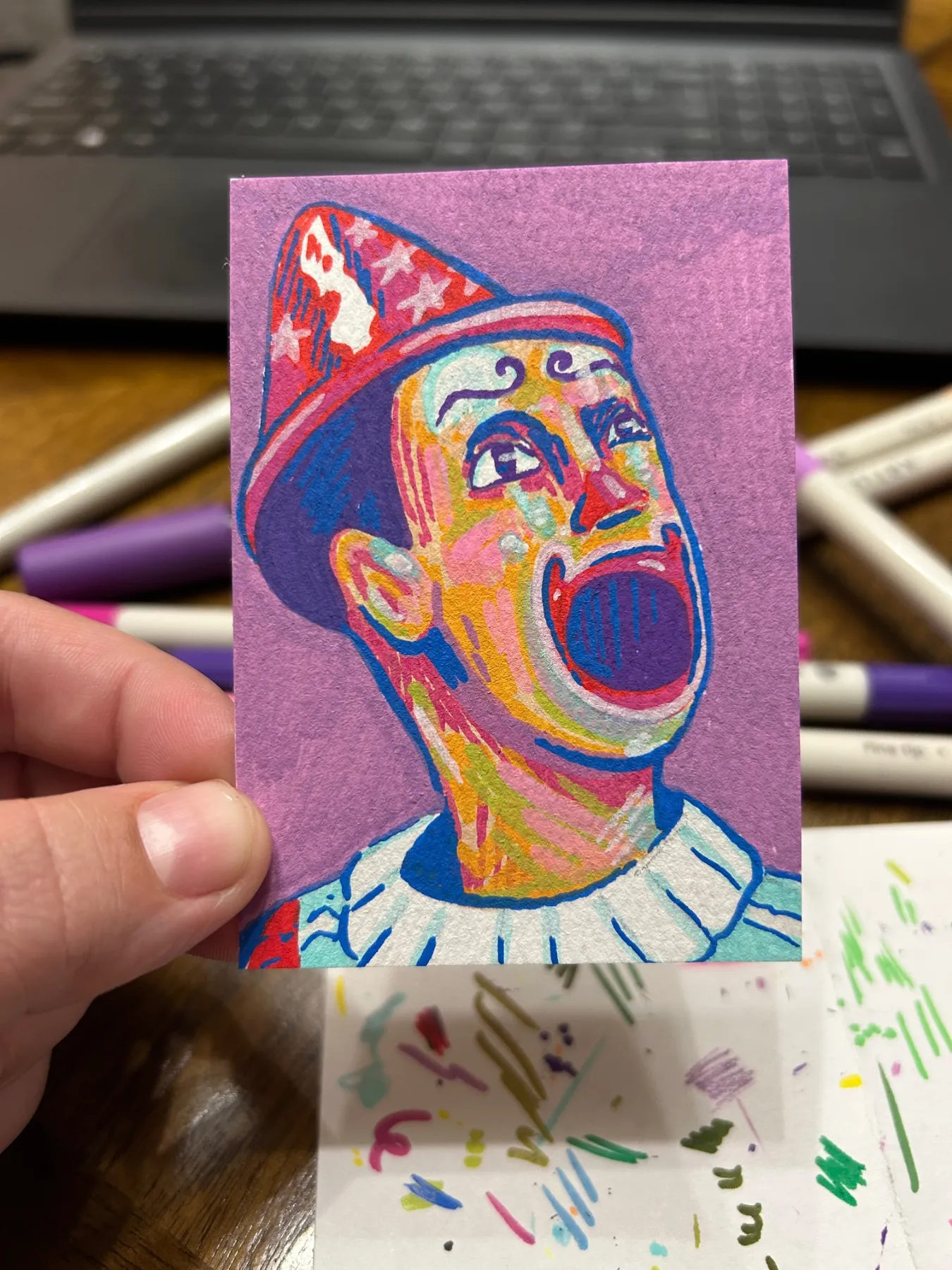 Clown aceo art card