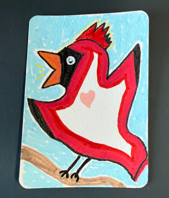 Little Singer  Joybird Series aceo art card thumbnail 1