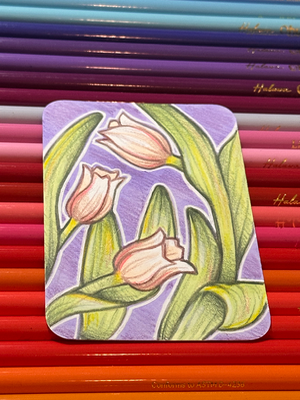 Pink Tulips aceo art card thumbnail 2