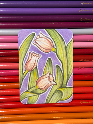 Pink Tulips aceo art card thumbnail 1