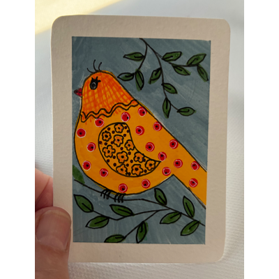 Funky Bird aceo art card thumbnail 2