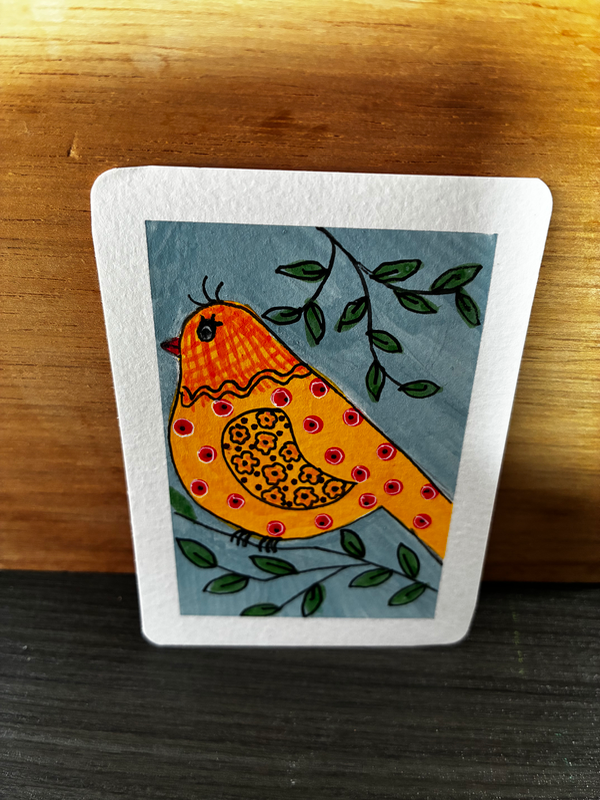 Funky Bird aceo art card