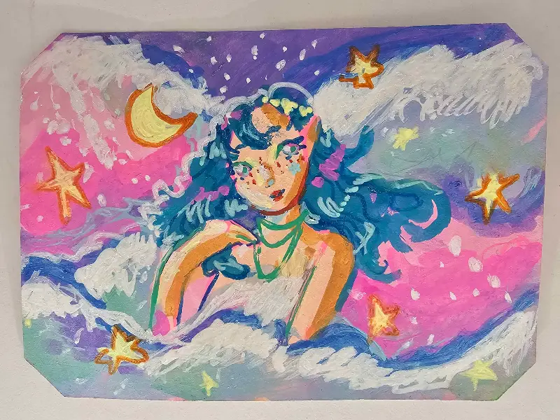 Head in the Clouds aceo art card