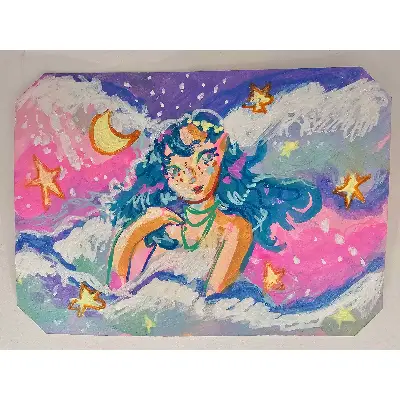 Head in the Clouds aceo art card thumbnail 1
