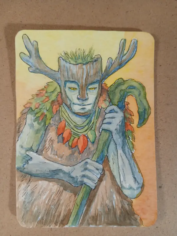 Green Shepherd forest sprite Card 2 of 9 aceo art card