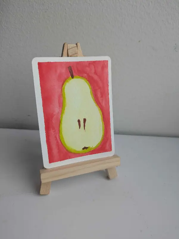 Sliced Pear aceo art card