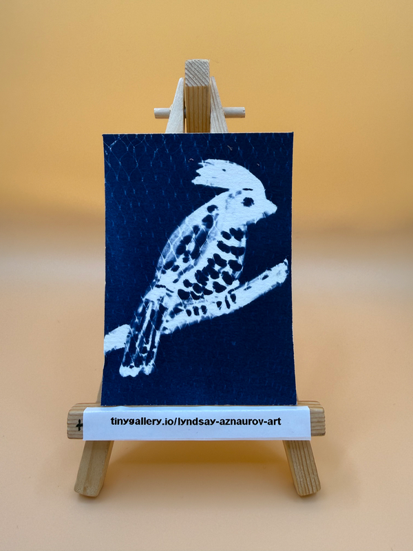 Crest Bird Cyanotype print by Lyndsay Aznaurov aceo art card