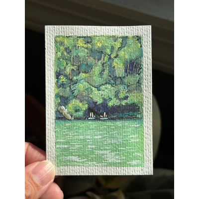 ACEO original, paddle board with me aceo art card thumbnail 1