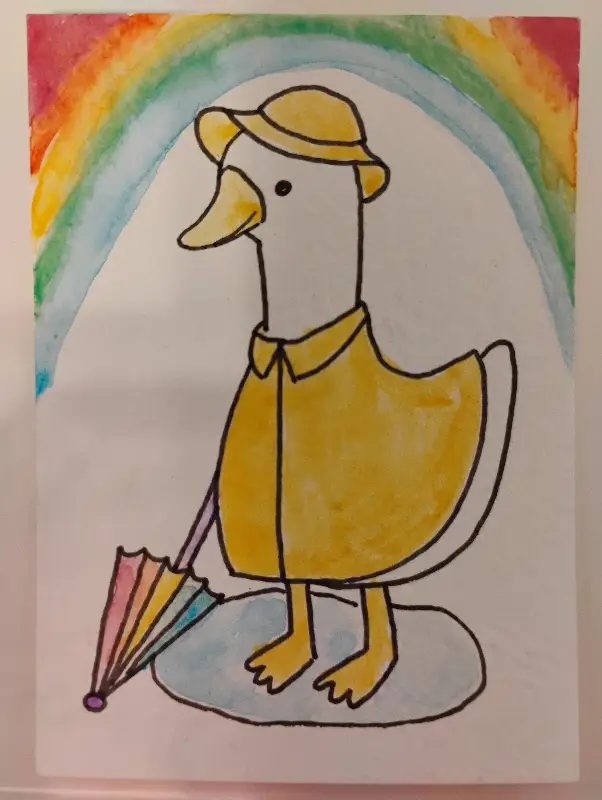 Rainy Goose aceo art card