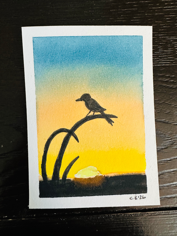 Sunset Silhouette aceo art card