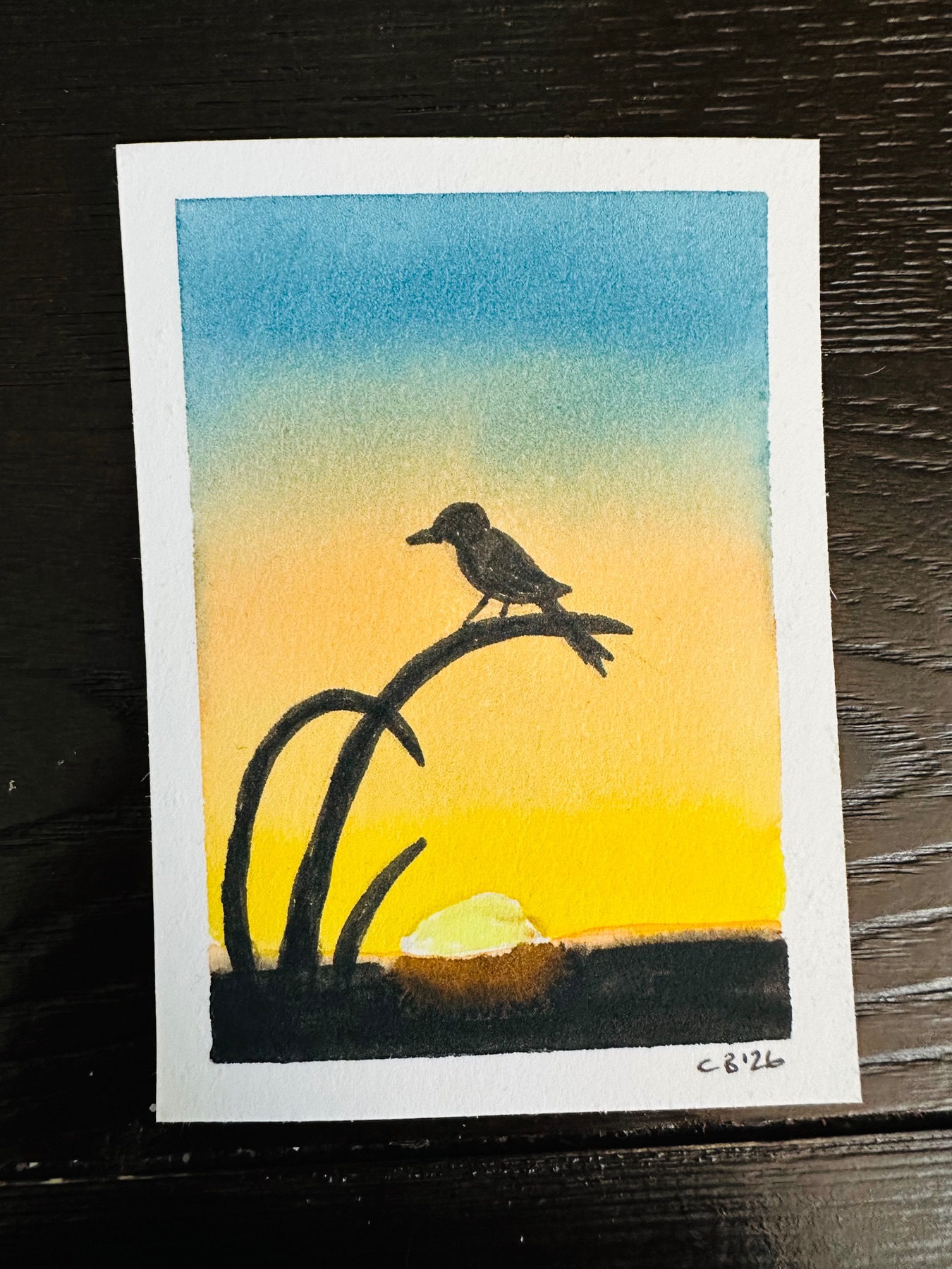 Sunset Silhouette aceo art card