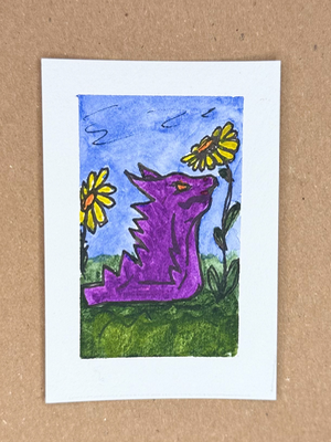 Reginald in the Flowers aceo art card thumbnail 2