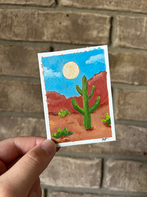 “Out West” desert scene landscape mini ACEO painting aceo art card thumbnail 2