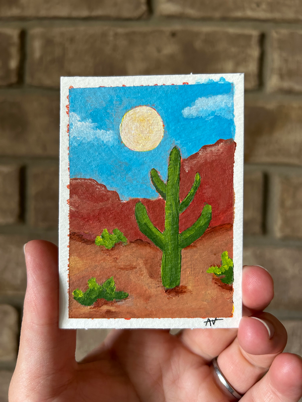 “Out West” desert scene landscape mini ACEO painting aceo art card