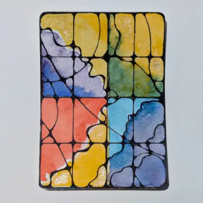 Abstract Stained Glass #1 aceo art card thumbnail 4