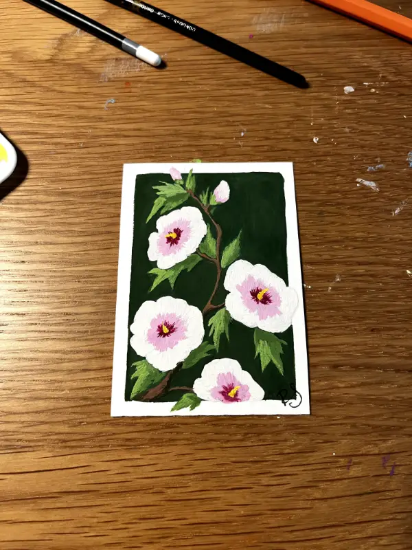무궁화 [Mugunghwa] // Hibiscus Flower aceo art card