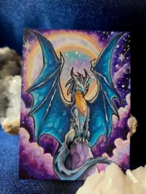 Keeper of the Celestial Gate - Original Dragon ACEO - The Ancient Bloodline Series aceo art card thumbnail 3
