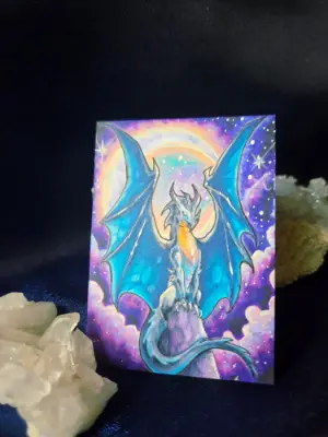 Keeper of the Celestial Gate - Original Dragon ACEO - The Ancient Bloodline Series aceo art card thumbnail 4