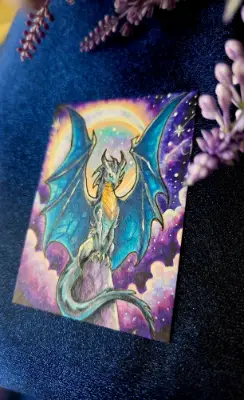 Keeper of the Celestial Gate - Original Dragon ACEO - The Ancient Bloodline Series aceo art card thumbnail 1