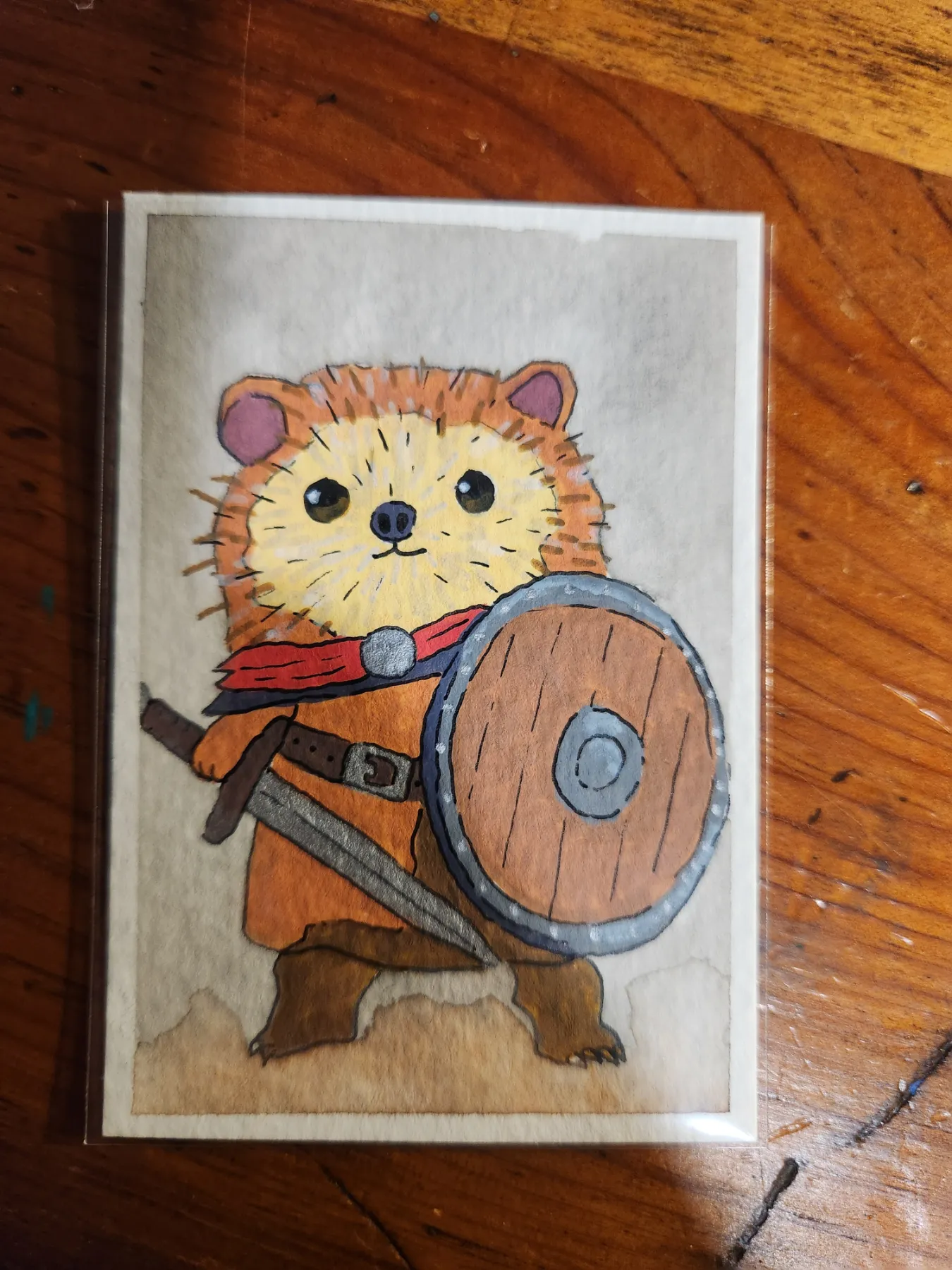Hedgehog Guard aceo art card