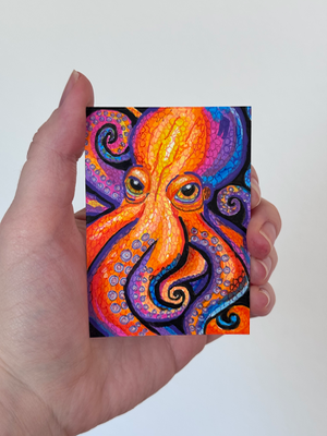 Colorful Octopus Mini Painting Acrylic aceo art card thumbnail 1