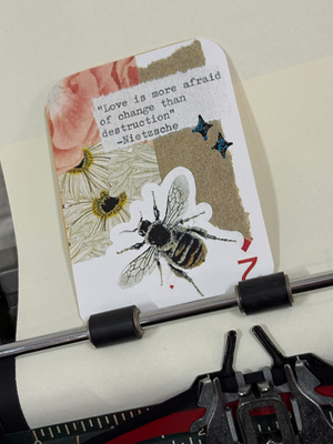 Bee & Flower quote collage by Mazerzine aceo art card thumbnail 2