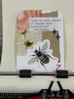 Bee & Flower quote collage by Mazerzine aceo art card thumbnail 1