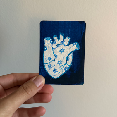 Original Anatomical Heart ACEO | Blue Hearts Vol. 1 #1/3 aceo art card thumbnail 1