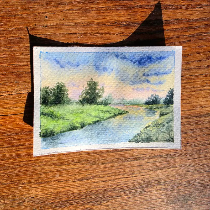 Peaceful Stream aceo art card